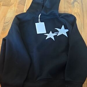 Aelfric Eden Black Hoodie with White Star Embroidery